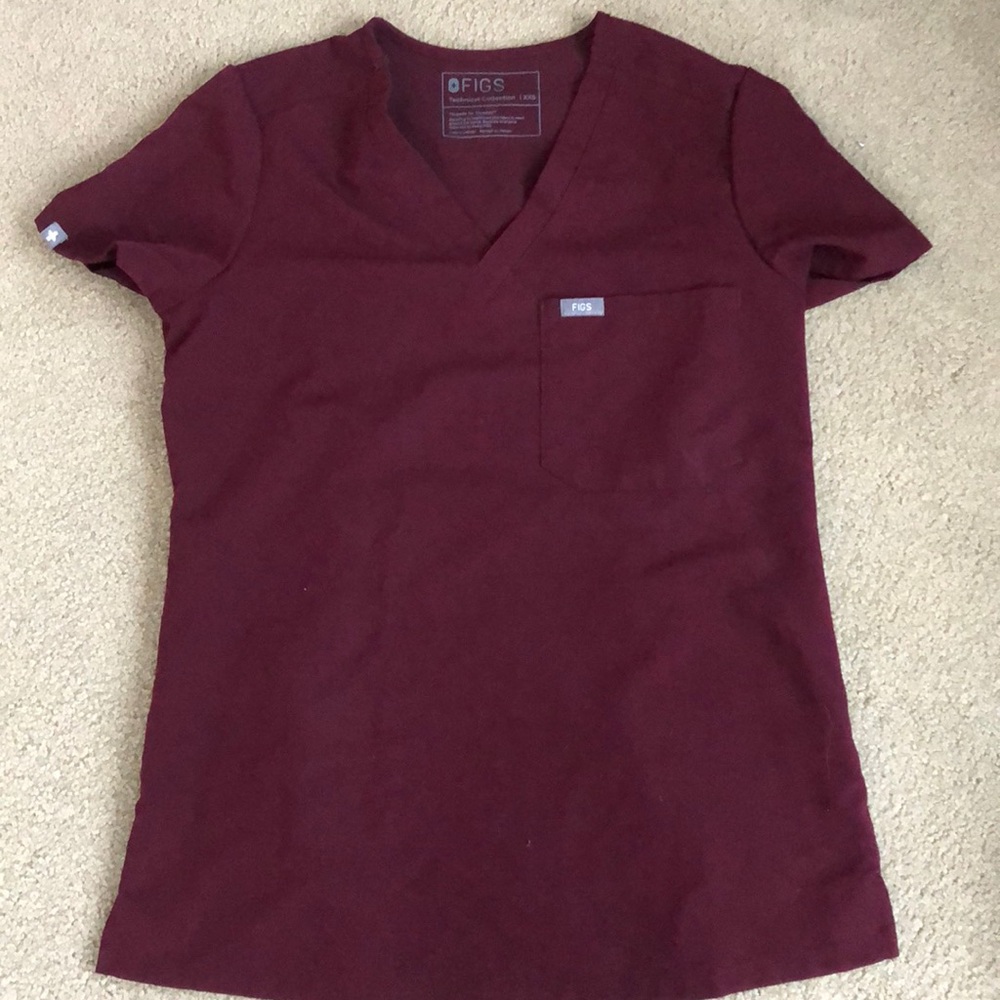 Figs Burgundy Scrub Top